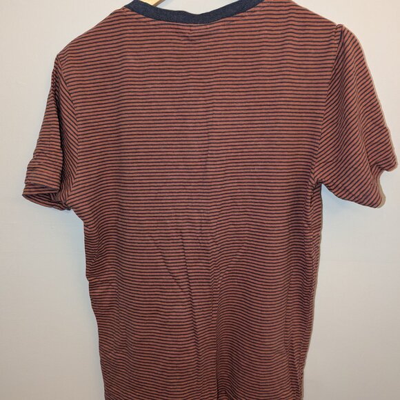 Men's Frank & Oak Red Blue Stripe Henley - Picture 2 of 7
